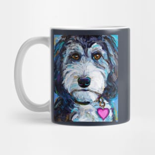 Tuxedo Aussiedoodle Dog by Robert Phelps Mug